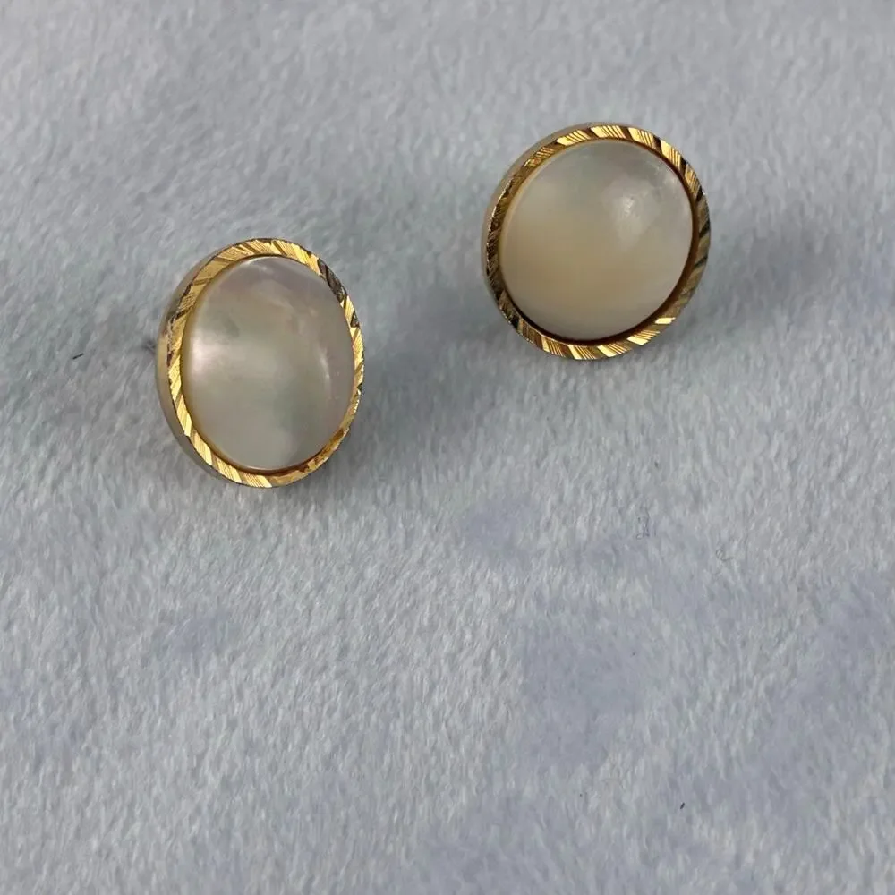 Earrings Lot of2 Iridescent Swirl Blue Purple Ivory Gold Tone Classic Dark Artsy